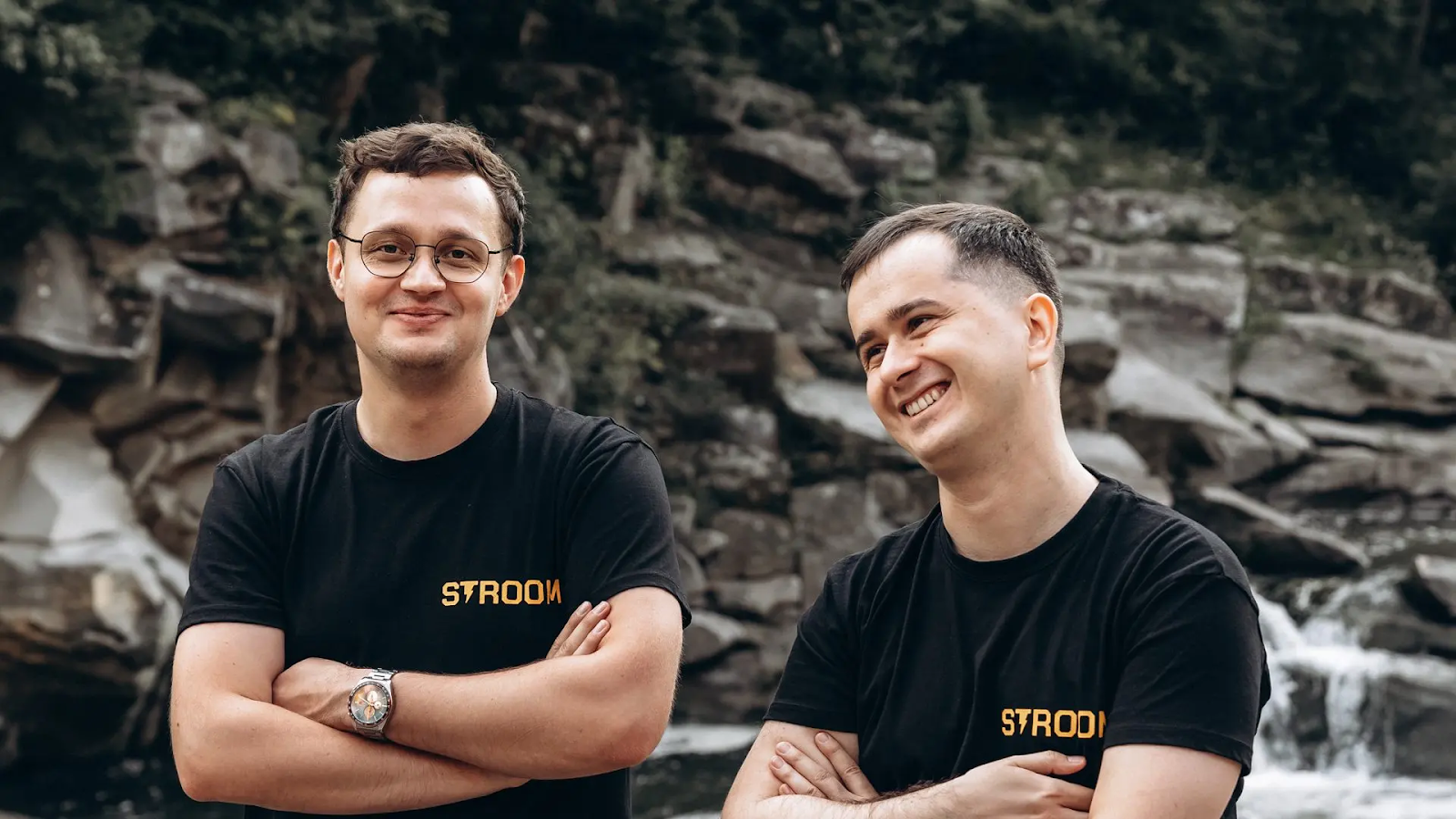 Stroom Network CEO Rostyslav Shvets (left) and CTO Slava Zhygulin (right) enjoy a discussion outdoors that is perhaps related to crypto and blockchain. (Image Credit: Stroom Network raises $3.5 million to launch Bitcoin 'liquid staking' on Lightning via The Block)