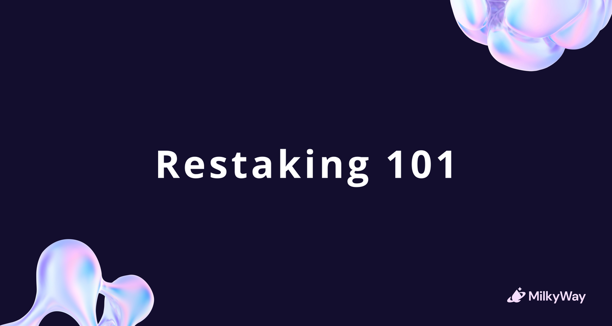 Although restaking is a newly developed staking mechanism popularized by the EigenLayer platform, it has since been developed to operate on several protocols industry-wide. On MilkyWay, restaking works by making use of liquid staking tokens (LSTs) and native assets to support the synergistic relationship between Actively Validated Services and node operators while simultaneously providing users with incentivized staking rewards for their efforts. (Image Credit: Restaking 101 via the MilkyWay documentation)