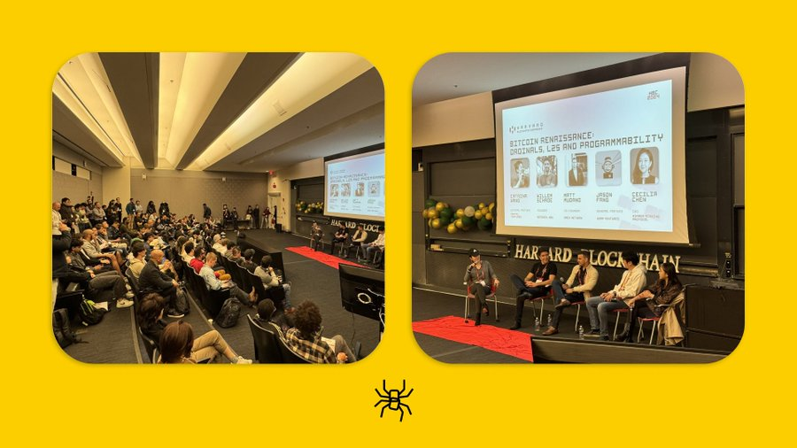 Botanix Labs CEO and co-founder Willem Schroé discusses the Bitcoin Renaissance with a panel at Harvard Blockchain. (Image Credit: Botanix Labs on X)