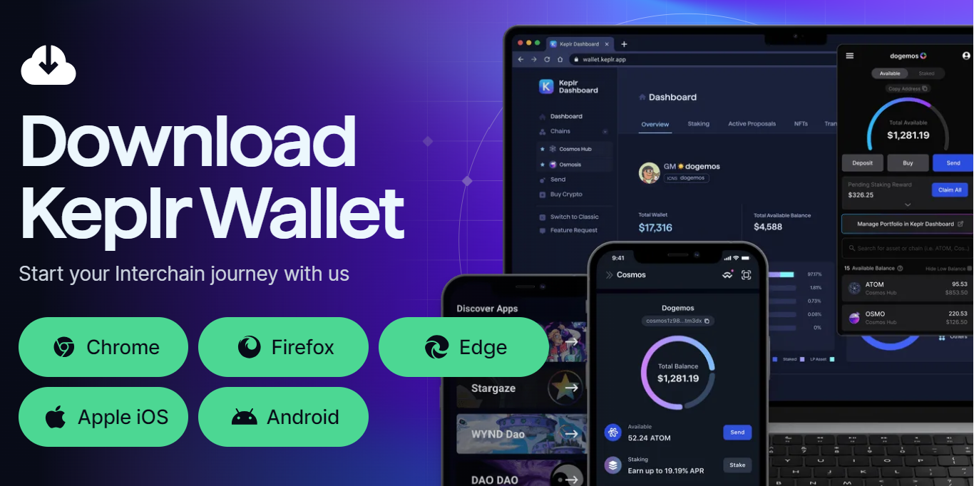 The Keplr wallet can be used with several different web browsers and is another great choice for storing your NAM tokens. (Image Credit: Keplr Wallet)