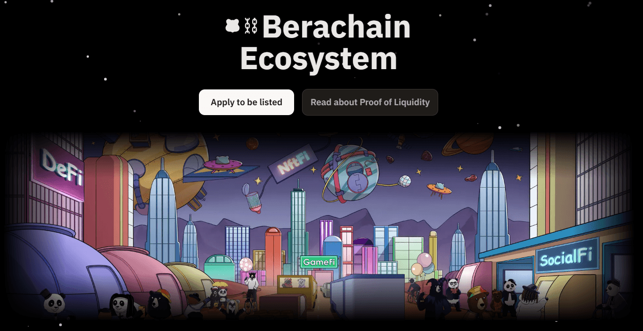 The Berachain Ecosystem page lists all projects on Berachain